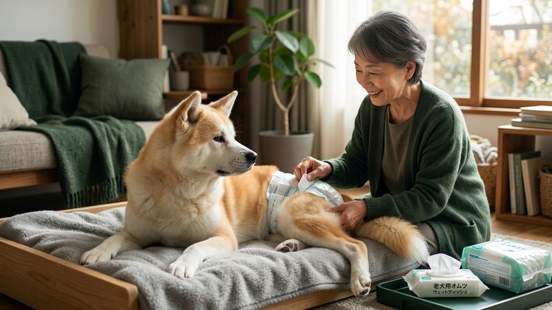 オムツの正しい使い方と交換のコツ|シニア犬の老犬 介護 オムツ