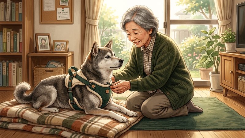 手作りハーネスを使う時の注意点と受診の目安|シニア犬の老犬 介護ハーネス 手作り