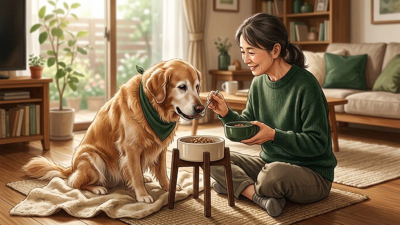 大型犬への食べさせ方|ゴールデン・ラブラドールの注意点|シニア犬の老犬 食事 食べさせ方