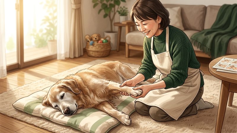 老犬の足のマッサージのやり方5ステップ｜シニア犬の老犬足のマッサージ